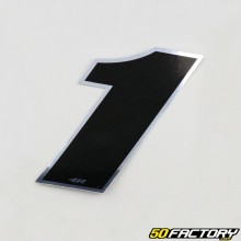 Black holographic number 1 cm sticker