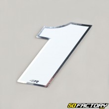 Sticker number 1 holographic white 13 cm