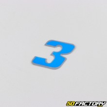 Sticker numéro 3 bleu holographique 3.7 cm