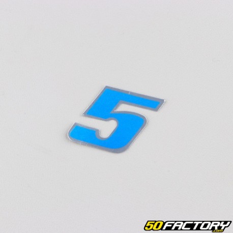 Sticker numéro 5 bleu holographique 3.7 cm