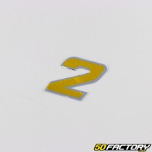 Sticker number 2 holographic gold 3.7 cm