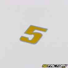 Sticker number 5 holographic gold 3.7 cm