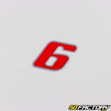 Sticker number 6 holographic red 3.7 cm