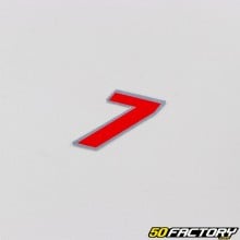 Sticker number 7 holographic red 3.7 cm