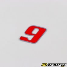 Sticker number 9 holographic red 3.7 cm