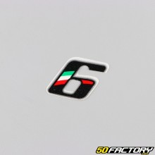 Sticker numéro 6 tricolore Italie 3.7 cm