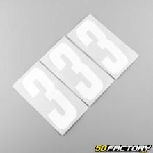 Stickers numéro 3 blancs 10 cm (jeu de 3)