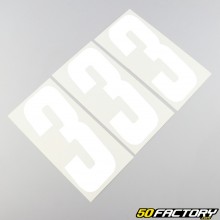 Aufkleber Nummer 3 weiß 15 cm (Satz 3 Stück)