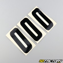 Stickers numéro 0 noirs 10 cm (jeu de 3)