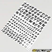 Stickers lettres et numéros classiques noirs (planche)