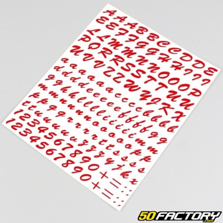 Classic red letters and numbers stickers (sheet)