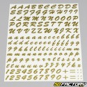 Pegatinas letras y números dorados clásicos (hoja)