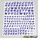 Classic blue letters and numbers stickers (sheet)