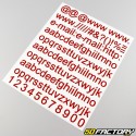 Red letters and web numbers stickers (sheet)