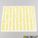 Yellow web letters and numbers stickers (sheet)