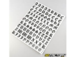 Lettere adesive bianche (foglio) - Ricambi moto, scooter, quad