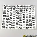 Black gothic letters and numbers stickers (sheet)