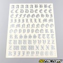 Silver gothic letters and numbers stickers (sheet)