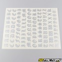 Silver gothic letters and numbers stickers (sheet)