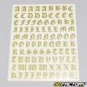 Letras góticas douradas e adesivos de números (folha)