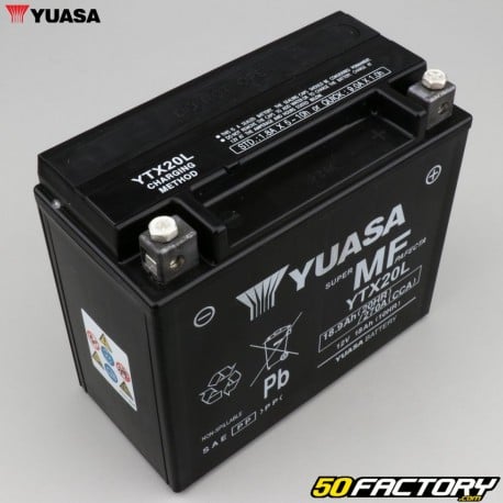 Batterie Yuasa YTX20L 12V 18Ah acide sans entretien Honda VTX 1800