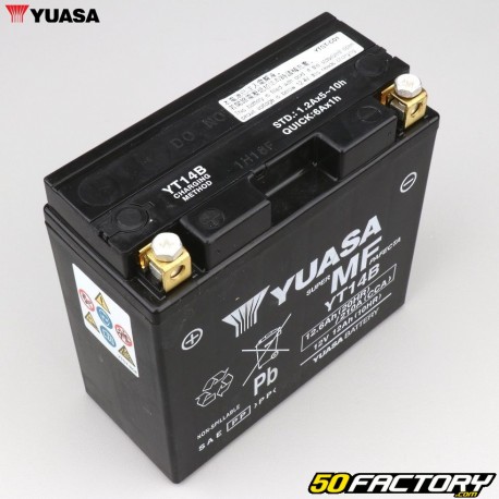 Bateria Yuasa YT14B 12V 12.6Ah ácido livre de manutenção Yamaha FZS 1000, XJR 1300 ...