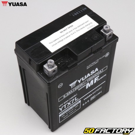 Batterie Yuasa YTX7L-BS 12V 6.3Ah acide sans entretien Hanway Furious, Honda, Piaggio, Vespa...