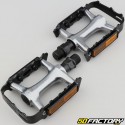 Flat aluminum pedals for bicycle gray and black 101x62 mm