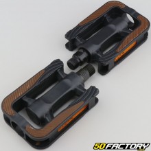 105x70 mm black and brown non-slip plastic bicycle flat pedals
