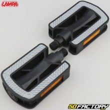 Pedais planos de plástico antiderrapantes para bicicletas Lampa preto e cinza 105x70 mm