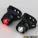 Front and rear round lights with black bicycle LEDs