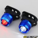 Front and rear round lights with blue bicycle LEDs