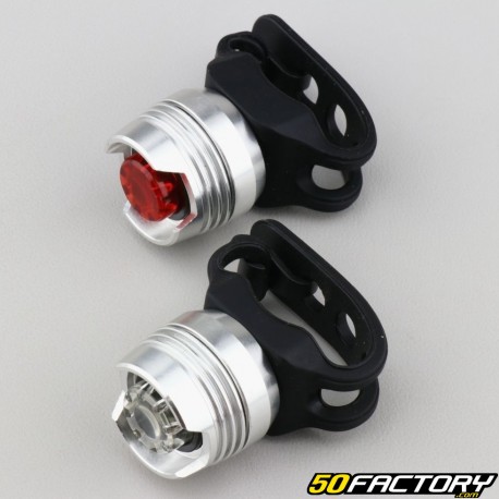 Front and rear round lights with gray bicycle leds