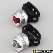 Round front and rear lights with gray bicycle leds