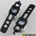 Front and rear round lights with gray bicycle leds