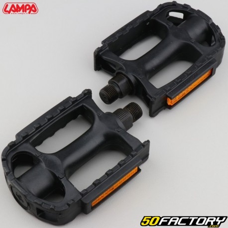 Plastic flat pedals for bicycles Lampa black 105x82 mm