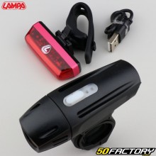 Rechargeable front and rear bicycle LED lights Lampa Power