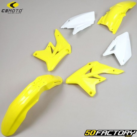 Kit carénages Suzuki RM-Z 250 (2007 - 2009) CeMoto jaune et blanc