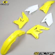 Kit plástico Suzuki RM-Z 250 (2007 - 2009) CeMoto amarelo e branco