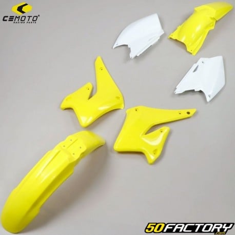 Kit de carenagem Suzuki  RM-Z XNUMX (XNUMX - XNUMX) CeMoto amarelo e branco