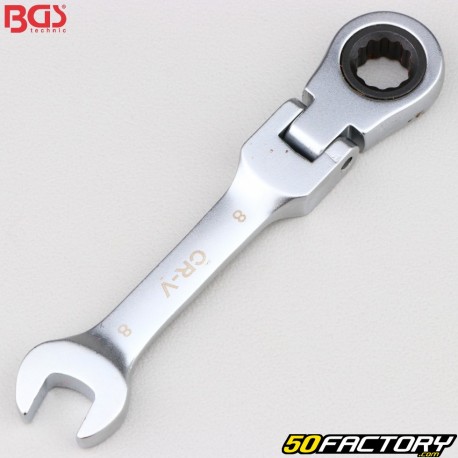 Llave combinada de carraca corta articulada BGS de 8 mm