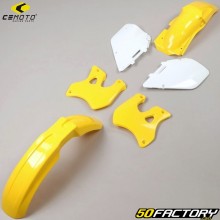 Kit plastiques Suzuki RM 125, 250 (1996 - 1998) CeMoto jaune et blanc