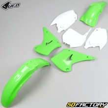 Kit de carenagem Kawasaki KX XNUMX, XNUMX (XNUMX - XNUMX) UFO  verde e branco