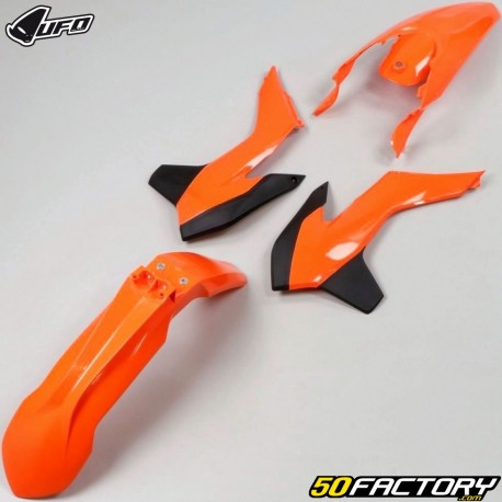 Kit carenado KTM EXC, EXC-F 125, 200, 250, 300... (2014 - 2016) UFO naranja y negro