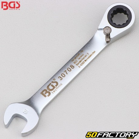 BGS Short 8mm Reversible Ratchet Combination Wrench