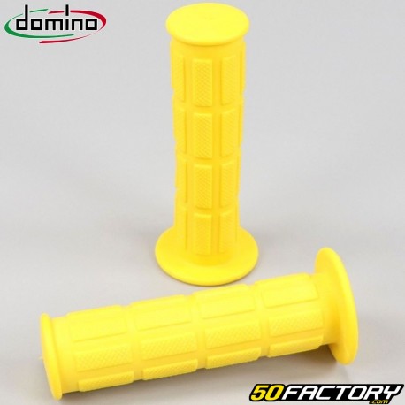 Poignées Domino jaunes embouts ronds type MBK 51 Magnum
