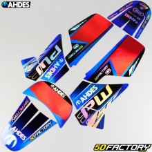 Kit decorativo Yamaha PW 50 Ahdes azul y rojo holográfico