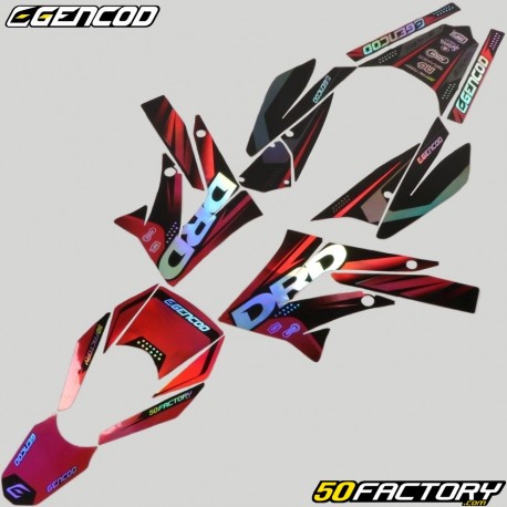 Dekor kit Derbi  DRD, Gilera SMT, RCR  (XNUMX - XNUMX) Gencod  holografisches Schwarz und Rot (DRD-Schriftzug)