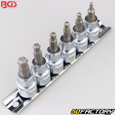 Männlicher BTR-Kugelkopf 3 / 8 &quot;BGS-Bit-Stecknüsse (6-Pack)