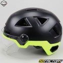 Capacete de ciclismo com luzes e viseira Vito E-Light preto e amarelo fosco fluorescente